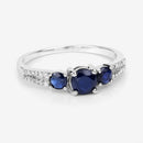 1.08 Carat Genuine Blue Sapphire and White Diamond 14K White Gold Ring-10