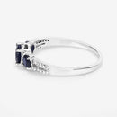 1.08 Carat Genuine Blue Sapphire and White Diamond 14K White Gold Ring-11