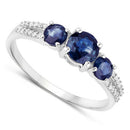 1.08 Carat Genuine Blue Sapphire and White Diamond 14K White Gold Ring-6