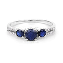 1.08 Carat Genuine Blue Sapphire and White Diamond 14K White Gold Ring-7