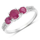 1.02 Carat Genuine Ruby and White Diamond 14K White Gold Ring-5