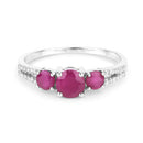 1.02 Carat Genuine Ruby and White Diamond 14K White Gold Ring-7