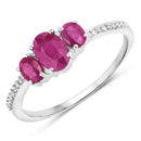 1.02 Carat Genuine Ruby and White Diamond 14K White Gold Ring-5