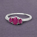 1.02 Carat Genuine Ruby and White Diamond 14K White Gold Ring-8