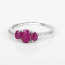 1.02 Carat Genuine Ruby and White Diamond 14K White Gold Ring-9
