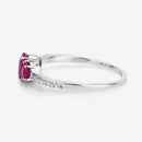 1.02 Carat Genuine Ruby and White Diamond 14K White Gold Ring-11