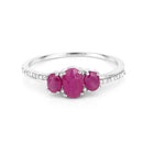 1.02 Carat Genuine Ruby and White Diamond 14K White Gold Ring-7