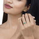 0.68 Carat Genuine Zambian Emerald and White Diamond 14K Yellow Gold Ring-12