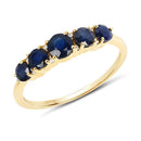 1.05 Carat Genuine Blue Sapphire and White Diamond 14K Yellow Gold Ring-5