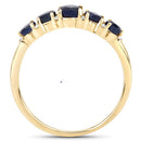 1.05 Carat Genuine Blue Sapphire and White Diamond 14K Yellow Gold Ring-6