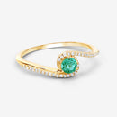 0.33 Carat Genuine Zambian Emerald and White Diamond 14K Yellow Gold Ring-9