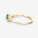 0.33 Carat Genuine Zambian Emerald and White Diamond 14K Yellow Gold Ring-10