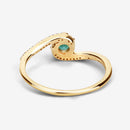 0.33 Carat Genuine Zambian Emerald and White Diamond 14K Yellow Gold Ring-11