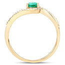 0.33 Carat Genuine Zambian Emerald and White Diamond 14K Yellow Gold Ring-6