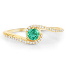 0.33 Carat Genuine Zambian Emerald and White Diamond 14K Yellow Gold Ring-7