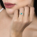 0.51 Carat Genuine Zambian Emerald and White Diamond 14K Yellow Gold Ring-10