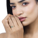 0.51 Carat Genuine Zambian Emerald and White Diamond 14K Yellow Gold Ring-11