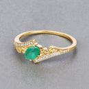 0.51 Carat Genuine Zambian Emerald and White Diamond 14K Yellow Gold Ring-8