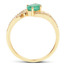 0.51 Carat Genuine Zambian Emerald and White Diamond 14K Yellow Gold Ring-6