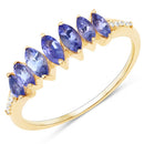 0.76 Carat Genuine Tanzanite and White Diamond 14K Yellow Gold Ring-5