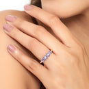 0.76 Carat Genuine Tanzanite and White Diamond 14K Yellow Gold Ring-16