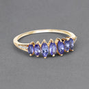 0.76 Carat Genuine Tanzanite and White Diamond 14K Yellow Gold Ring-10
