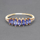 0.76 Carat Genuine Tanzanite and White Diamond 14K Yellow Gold Ring-13