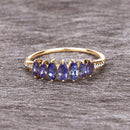 0.76 Carat Genuine Tanzanite and White Diamond 14K Yellow Gold Ring-14