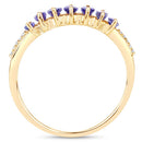 0.76 Carat Genuine Tanzanite and White Diamond 14K Yellow Gold Ring-6