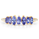 0.76 Carat Genuine Tanzanite and White Diamond 14K Yellow Gold Ring-7