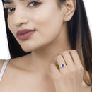 0.72 Carat Genuine Blue Sapphire and White Diamond 14K White Gold Ring-11