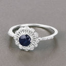 0.72 Carat Genuine Blue Sapphire and White Diamond 14K White Gold Ring-8