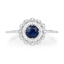 0.72 Carat Genuine Blue Sapphire and White Diamond 14K White Gold Ring-7