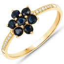 0.45 Carat Genuine Blue Sapphire and White Diamond 10K Yellow Gold Ring-5