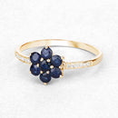 0.45 Carat Genuine Blue Sapphire and White Diamond 10K Yellow Gold Ring-8