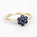 0.45 Carat Genuine Blue Sapphire and White Diamond 10K Yellow Gold Ring-9