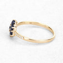0.45 Carat Genuine Blue Sapphire and White Diamond 10K Yellow Gold Ring-11