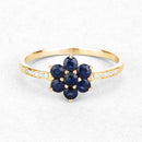0.45 Carat Genuine Blue Sapphire and White Diamond 10K Yellow Gold Ring-12