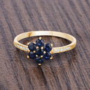 0.45 Carat Genuine Blue Sapphire and White Diamond 10K Yellow Gold Ring-13