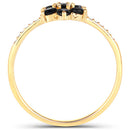 0.45 Carat Genuine Blue Sapphire and White Diamond 10K Yellow Gold Ring-6