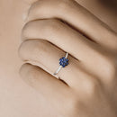 0.59 Carat Genuine Blue Sapphire and White Diamond 14K White Gold Ring-10