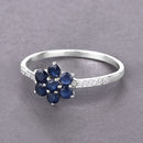 0.59 Carat Genuine Blue Sapphire and White Diamond 14K White Gold Ring-8