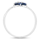 0.59 Carat Genuine Blue Sapphire and White Diamond 14K White Gold Ring-6
