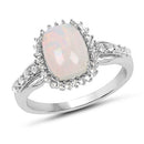 1.55 Carat Genuine Ethiopian Opal and White Topaz .925 Sterling Silver Ring-2