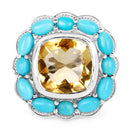9.26 Carat Genuine Citrine and Turquoise .925 Sterling Silver Ring-6