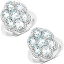 3.09 Carat Genuine Aquamarine and White Zircon .925 Sterling Silver Ring-8