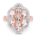 3.06 Carat Genuine Morganite and White Diamond .925 Sterling Silver Ring-6