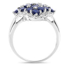 3.48 Carat Genuine Blue Sapphire and White Zircon .925 Sterling Silver Ring-6
