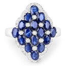 3.48 Carat Genuine Blue Sapphire and White Zircon .925 Sterling Silver Ring-7