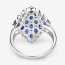 3.48 Carat Genuine Blue Sapphire and White Zircon .925 Sterling Silver Ring-10